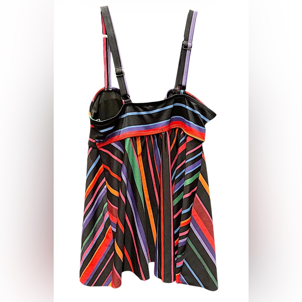 Bloomchic Tankini top Striped Multicolor Women's Top size 12 - Picture 2 of 5